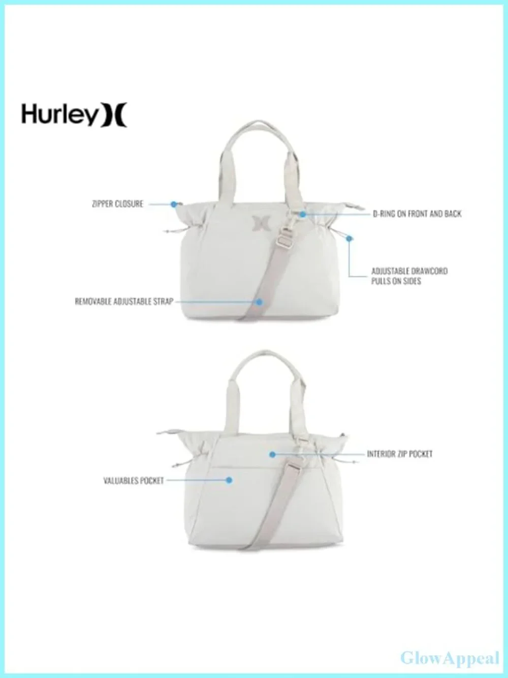Nylon Tote Bag with Adjustable Crossbody Strap and Zipper Closure